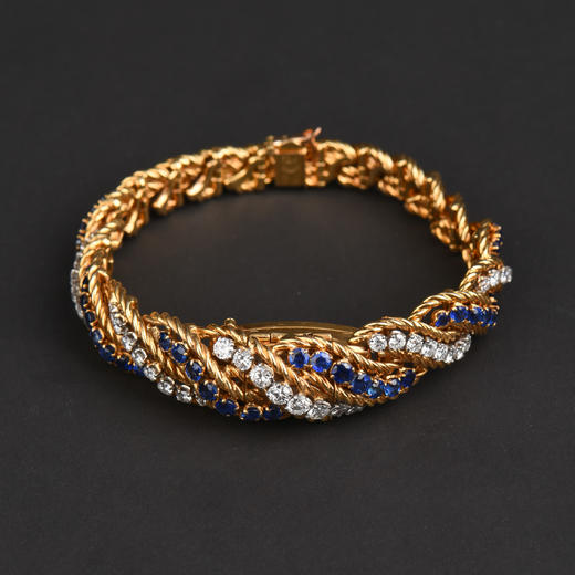 独角鹿西洋古董二手手表瑞士18K金镶嵌钻石蓝宝石高定腕表女表 商品图1