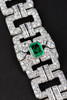 独角鹿西洋古董首饰珠宝欧洲铂金18K金镶嵌钻石祖母绿宽手链手镯 商品缩略图2