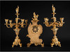 独角鹿西洋古董鹿特丹出品洛可可风铜鎏金雕饰珐琅座钟烛台三件套 商品缩略图2