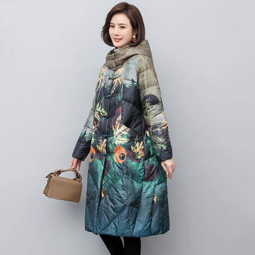复古民族风，百搭大花时尚长款厚羽绒服HR-YIZX8321 商品图0