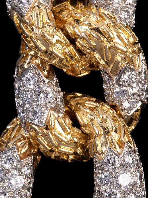 独角鹿西洋古董珠宝首饰法国锚链18k黄金镶嵌钻石耳坠耳饰一对 商品图3