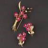 独角鹿西洋古董法国著名珠宝世家18K金镶钻石红宝石花束胸针耳环 商品缩略图0