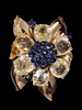 独角鹿西洋古董首饰法国珠宝世家花朵型18k黄金镶双色蓝宝石胸针 商品缩略图4