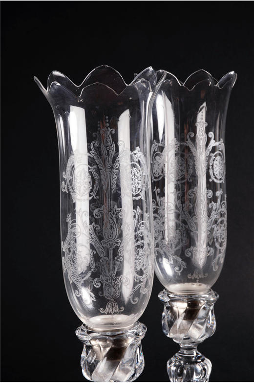 独角鹿西洋古董摆件法国巴卡拉storm lanterns款水晶烛台一对 商品图2