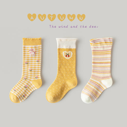 【3双装 珍妮的礼物系列】新款儿童袜子批发秋季可爱蝴蝶结双纱宝宝袜子卡通女童袜子中筒袜 商品图6