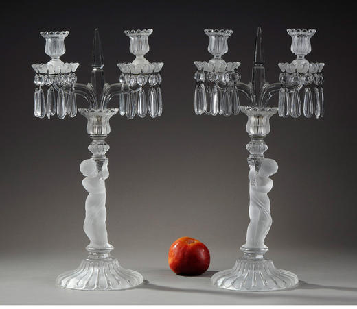 独角鹿西洋古董巴卡拉出品ENFANT童年款小天使浮雕灯轴水晶烛台 商品图1