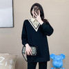 奢姿2022年冬装新款大码女装时尚翻驳领百搭上衣胖妹妹撞色加绒卫衣9924125135 商品缩略图2