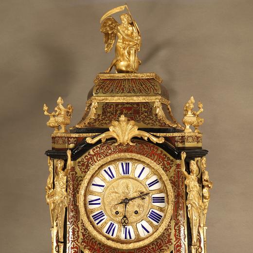 独角鹿西洋古董1880年代法国铜鎏金布勒镶嵌工艺大型古董挂钟座钟 商品图3