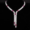 独角鹿西洋古董珠宝首饰法国铂金镶缅甸无烧红宝石钻石领带式项链 商品缩略图4
