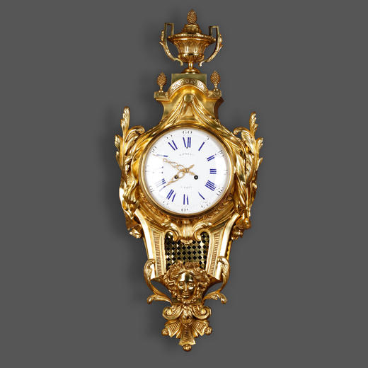 独角鹿西洋古董19世纪法国Raingo Frères铜鎏金挂钟气压计一对 商品图1