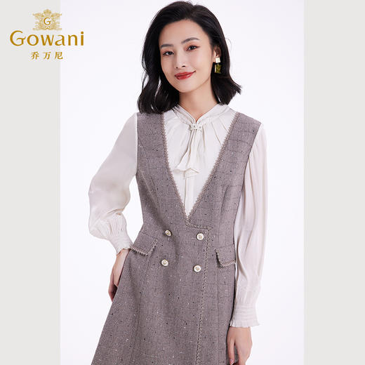 乔万尼连衣裙女新款秋冬小香风修身设计中长羊毛裙EF4E235 商品图1