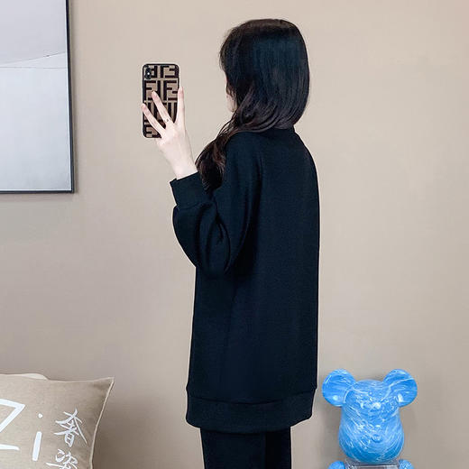 奢姿2022年冬装新款大码女装时尚翻驳领百搭上衣胖妹妹撞色加绒卫衣9924125135 商品图3