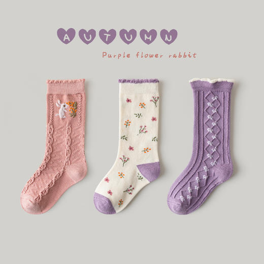 【3双装 珍妮的礼物系列】新款儿童袜子批发秋季可爱蝴蝶结双纱宝宝袜子卡通女童袜子中筒袜 商品图7