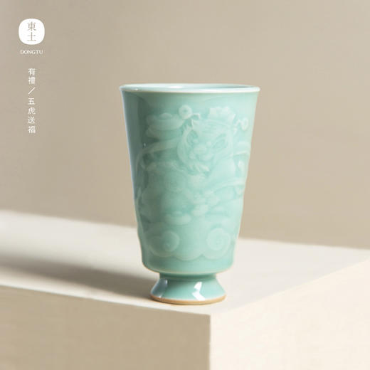 东土青瓷五虎送福茶杯套装礼物茶具组（5杯） 商品图3