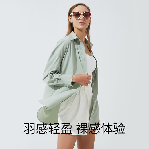 Supield素湃寒水石凉感衬衫女夏季薄宽松女士衬衣设计感小众上衣 商品图3