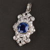 独角鹿西洋古董珠宝首饰欧洲铂金镶嵌钻石斯里兰卡无烧蓝宝石吊坠 商品缩略图1