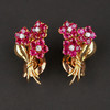 独角鹿西洋古董法国著名珠宝世家18K金镶钻石红宝石花束胸针耳环 商品缩略图2