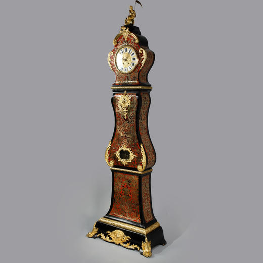 独角鹿西洋古董1890年代法国布勒镶嵌木质座钟古董钟 商品图2