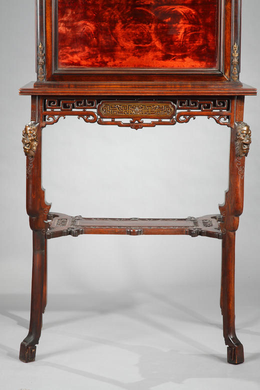 独角鹿西洋古董家具法国VIARDOT东方风蟠龙兽铜鎏金漆木玻璃展柜 商品图4