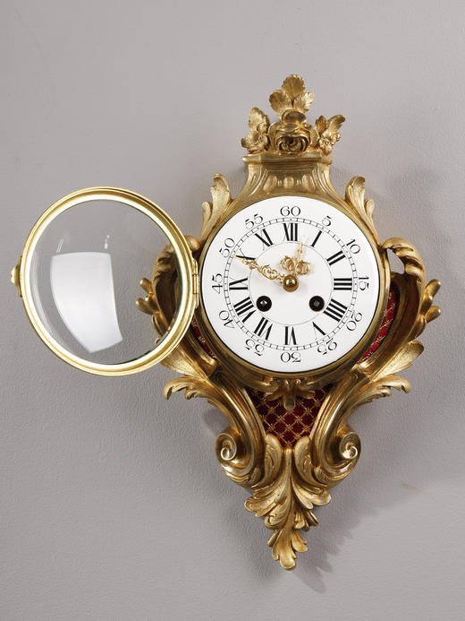 独角鹿西洋古董1880年代法国出品路易十五风格铜鎏金挂钟 商品图1