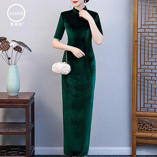 芭芭拉金丝绒高档气质旗袍 商品图1