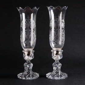 独角鹿西洋古董摆件法国巴卡拉storm lanterns款水晶烛台一对