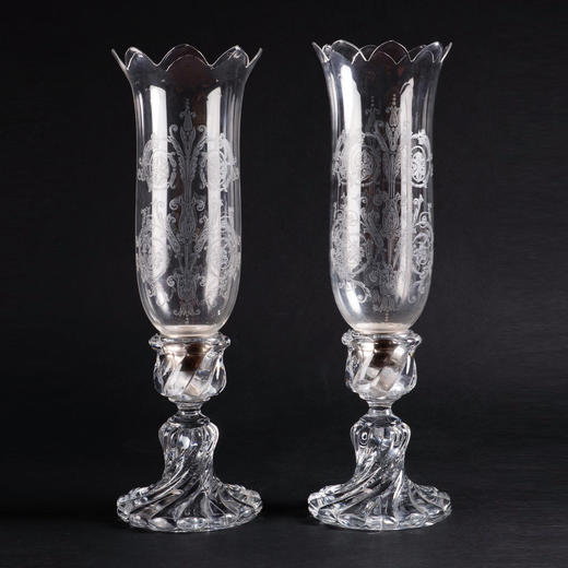 独角鹿西洋古董摆件法国巴卡拉storm lanterns款水晶烛台一对 商品图0