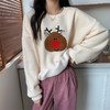 加绒卫衣宽松韩版慵懒风圣诞节喜庆可爱卡通少女显白刺绣 商品缩略图3