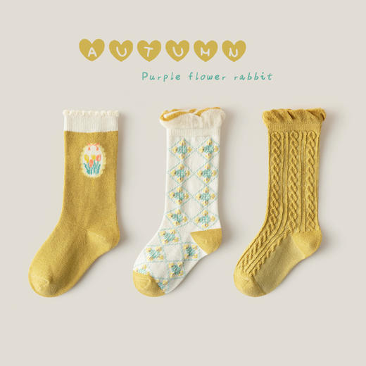 【3双装 珍妮的礼物系列】新款儿童袜子批发秋季可爱蝴蝶结双纱宝宝袜子卡通女童袜子中筒袜 商品图13