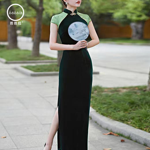 芭芭拉金丝绒优雅显瘦旗袍 商品图0