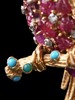 独角鹿西洋古董Marchak18K金镶红宝石祖母绿钻石绿松石鹦鹉胸针 商品缩略图4