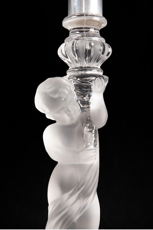 独角鹿西洋古董摆件法国著名水晶工坊巴卡拉童年款两枝头烛台一对 商品图3