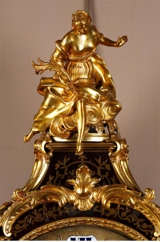 独角鹿西洋古董新古典主义风格铜鎏金雕饰布勒镶嵌挂钟托架壁钟 商品图2