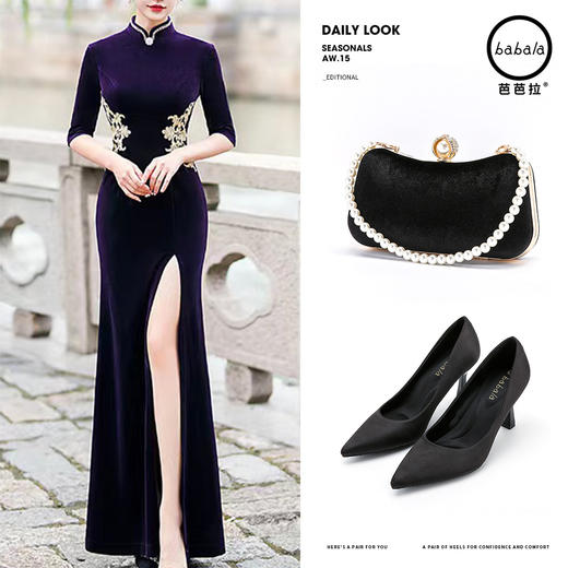 芭芭拉金丝绒优雅气质旗袍 商品图3