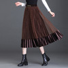 秋冬新款高腰网纱拼接丝绒半身裙百褶裙MYX-9800 商品缩略图3