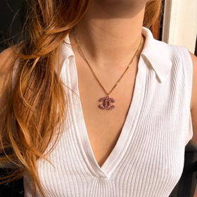 订购6周到｜Gigi Paris-Chanel-粉色 CC 中古纽扣 项链［法国设计师］