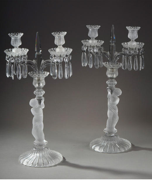 独角鹿西洋古董巴卡拉出品ENFANT童年款小天使浮雕灯轴水晶烛台 商品图2