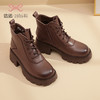 信诺超轻厚底妈妈短靴女软底2022秋冬款真皮休闲粗跟加绒女马丁靴22M111-25 商品缩略图2
