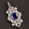 独角鹿西洋古董珠宝首饰欧洲铂金镶嵌钻石斯里兰卡无烧蓝宝石吊坠 商品缩略图4