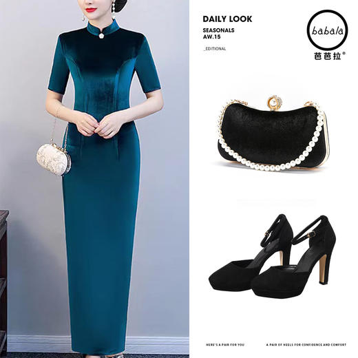 芭芭拉金丝绒高档气质旗袍 商品图2