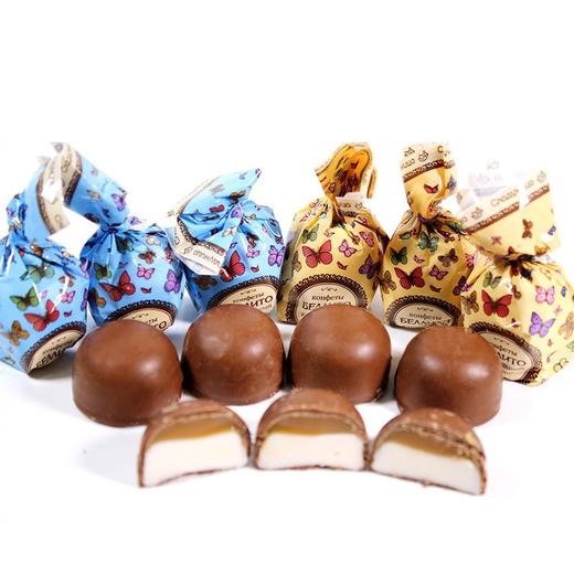 【中欧班列精选】WWJ俄罗斯巧克力糖 原装进口俄小淼牛奶布丁/伊娜巧克力/小黄猫巧克力夹心糖果 500g/袋 商品图2