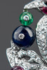独角鹿西洋古董珠宝首饰法国铂金镶嵌祖母绿红宝石蓝宝石钻石胸针 商品缩略图3