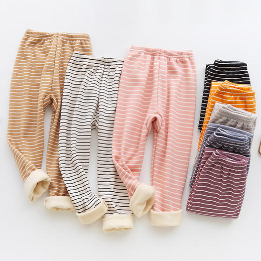 秋冬新款男女童裤子加绒裤保暖中大童加厚秋冬裤子条纹保暖裤 商品图6