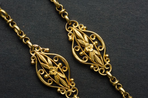 独角鹿西洋古董珠宝法国18K金镶嵌天然巴洛克珍珠giletière项链 商品图2