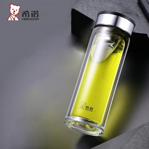 希诺   双层玻璃杯  XN-6902 枪灰 360ml 商品图2
