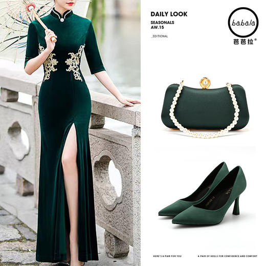 芭芭拉金丝绒优雅气质旗袍 商品图2