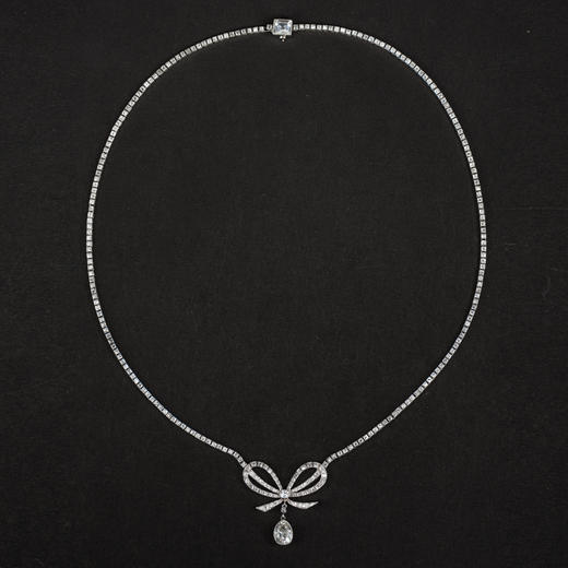 独角鹿西洋古董珠宝首饰英国美好时代风格铂金镶嵌钻石项链 商品图3