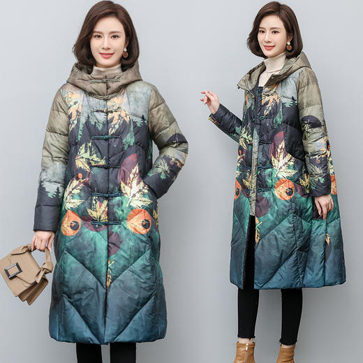 复古民族风，百搭大花时尚长款厚羽绒服HR-YIZX8321 商品图4