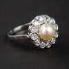 独角鹿西洋古董法国美好时代铂金镶嵌钻石天然珍珠玛格丽特款戒指 商品缩略图2
