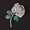 独角鹿西洋古董首饰珠宝法国铂金镶嵌钻石祖母绿玫瑰花枝造型胸针 商品缩略图4